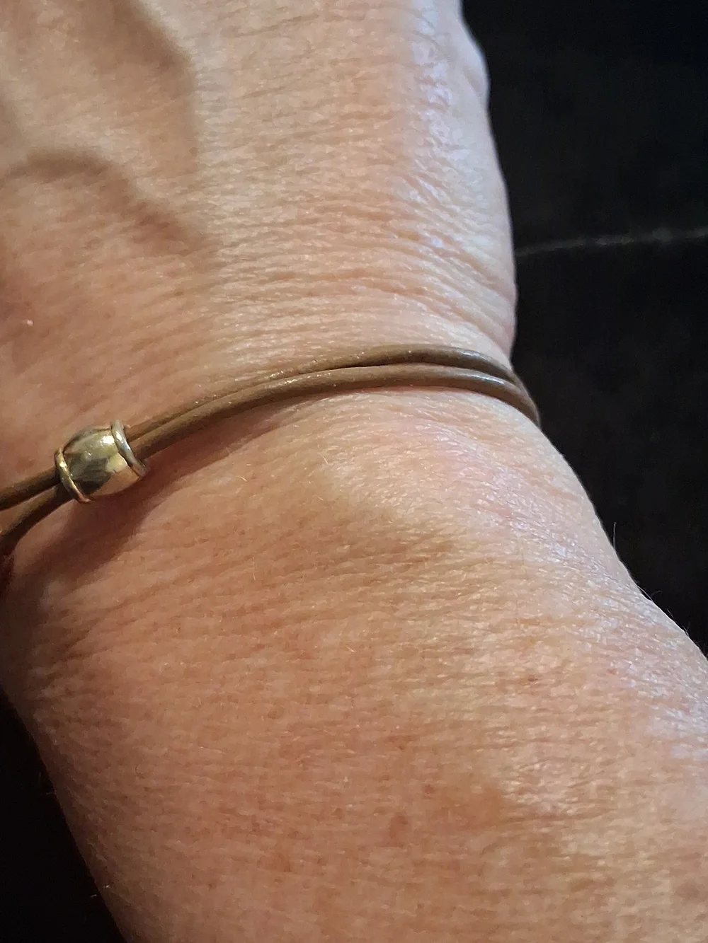 Minimalist Two-Tone Hook Bracelet in Gold and Brown Cord